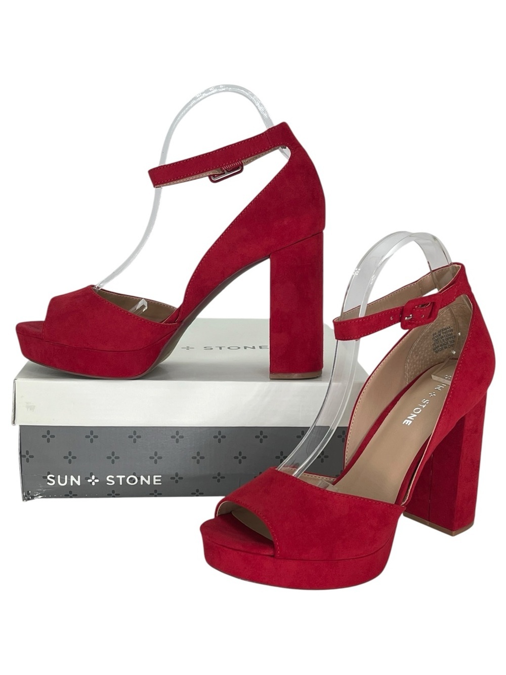 Sun + Stone Reemaa Red Microfiber Womens Heels Size 10.5M